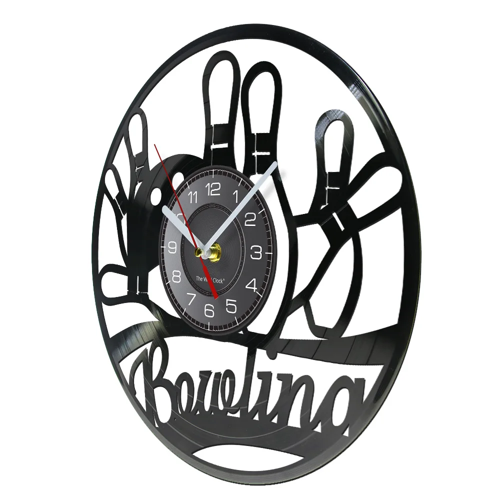 Часы в стиле боулинга с виниловой пластинкой для скиттла домашний спортивный