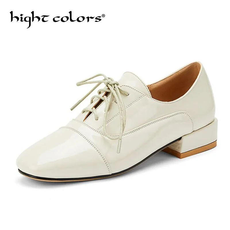 2020 высококачественные женские туфли оксфорды на плоской подошве из лакированной