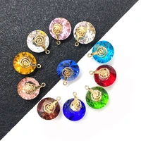 natural crystal pendant necklace colorful round faceted jewelry 11x11mm diy handmade jewelry accessories ladies jewelry