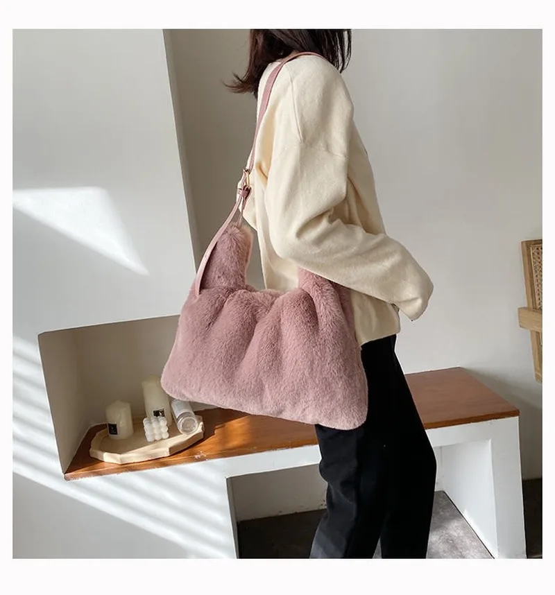 Зимняя новая модная сумка через плечо роскошные женские вместительные меховые