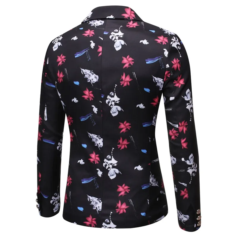 Мужской облегающий костюм из двух предметов с цветочным принтом/мужской деловой