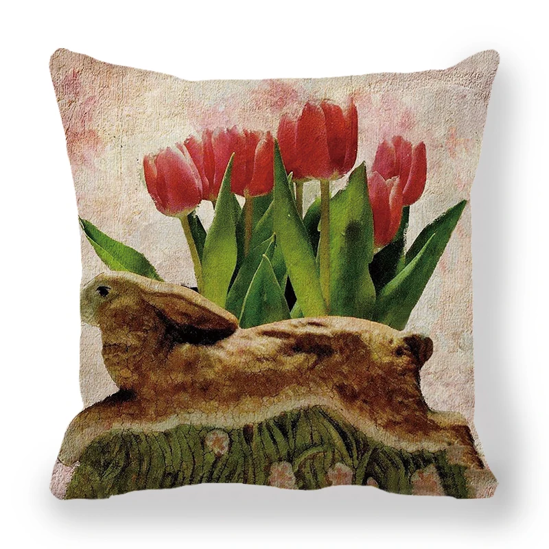 

Flower Print Pillowcase for Home Decor Easter Festival Living Room Decoration Pillow Cover Sofa Car Pillowcase Cushion Cover