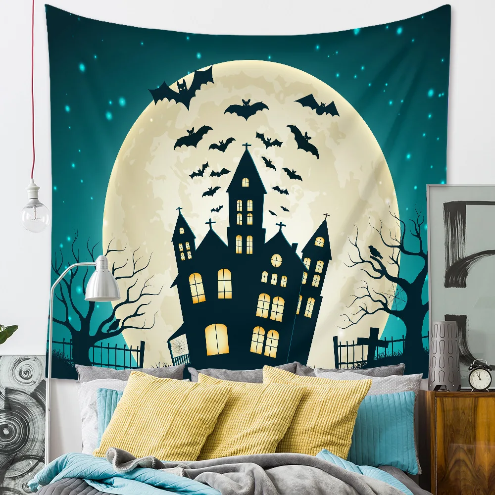 Веселый Хэллоуин кошка 3D печать тесьма Забавный прямоугольный домашний декор