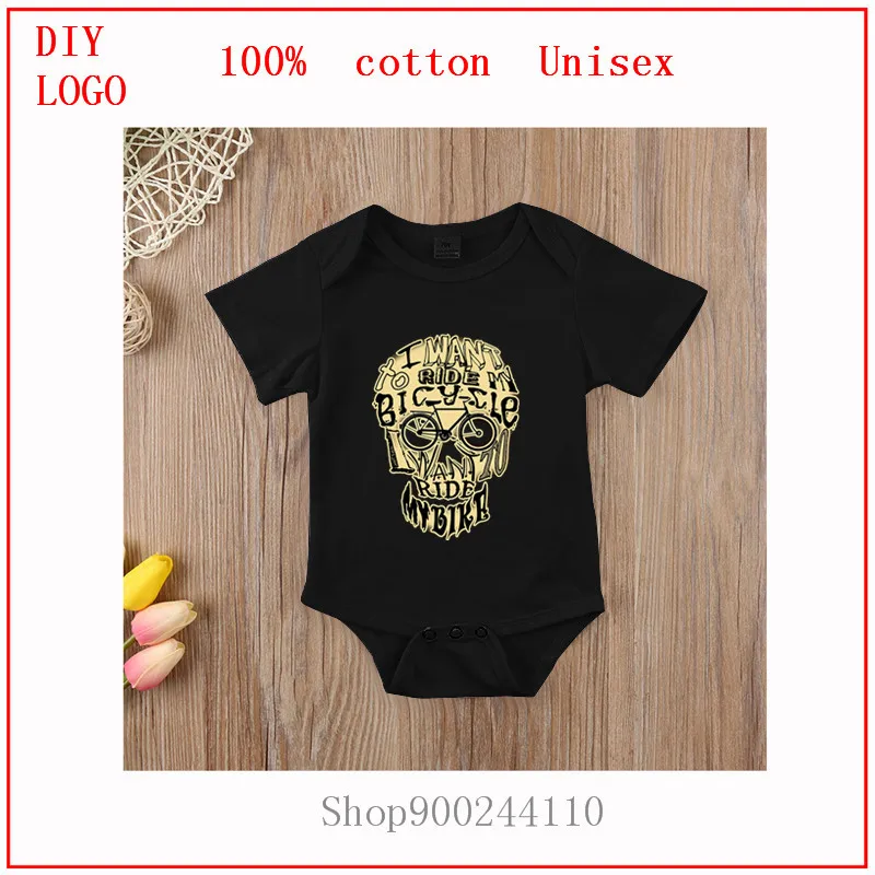 Детский комбинезончик велосипедов Череп Гонки Боди для младенцев рубашка малыша