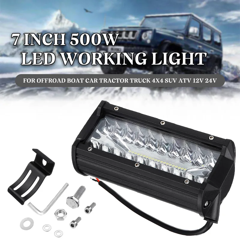 

7 Inch 500W Combo Led Light Bars Spot Flood Beam For Work Driving Offroad Boat Car Tractor Truck 4x4 SUV ATV 12V 24V Light Bar