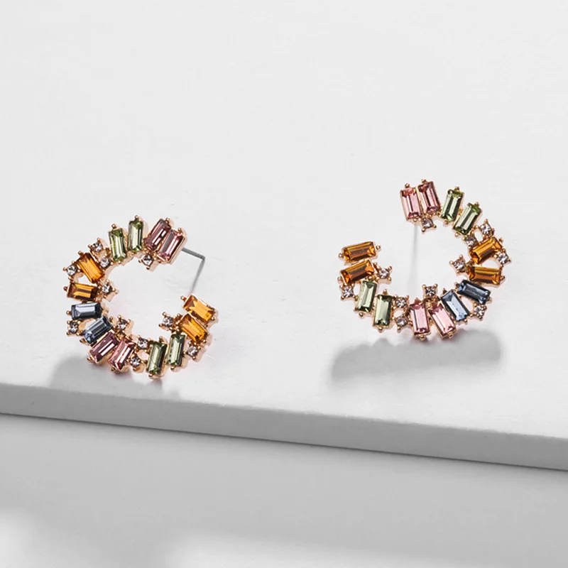 Женские Разноцветные серьги гвоздики с кристаллами|Серьги-гвоздики| |