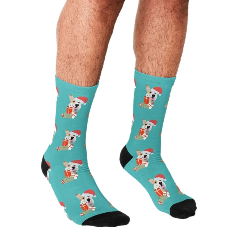 Забавные мужские носки 2021 рождественские с принтом корги счастливые в стиле хип