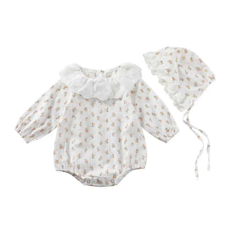 Осень 2020 милый детский комбинезон с цветочным принтом для маленьких девочек