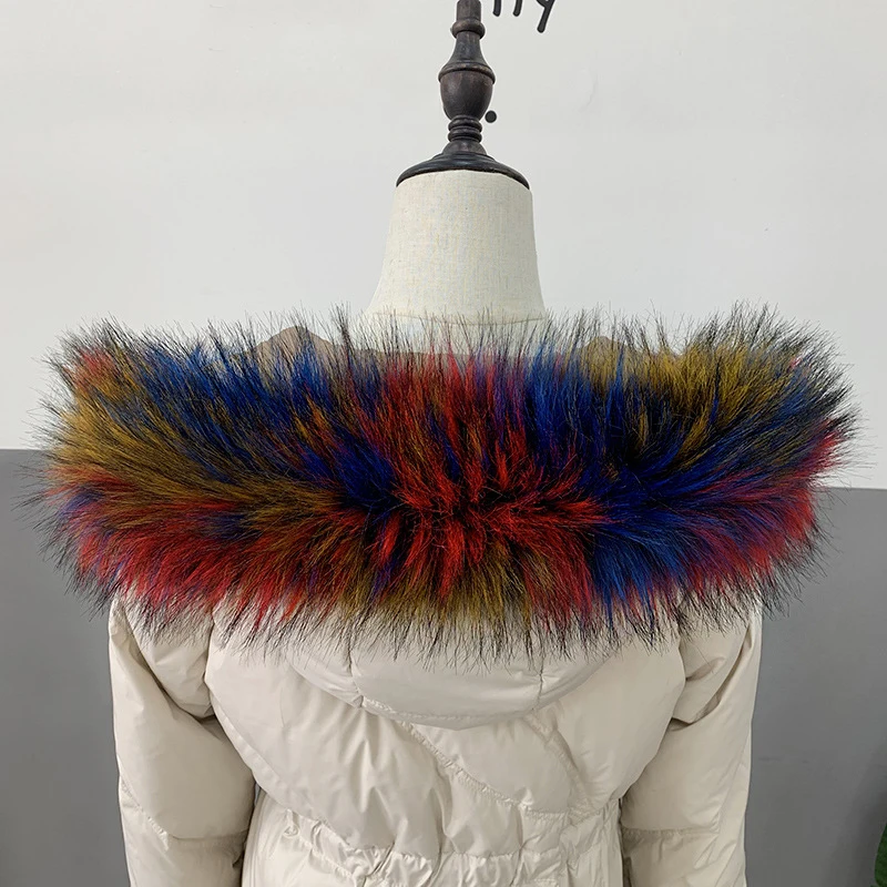 Шарф из искусственного лисьего меха зимние женские мужские куртки с капюшоном