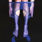 Мужские нейлоновые леггинсы унисекс с прорезью, тонкие блестящие колготки с принтом в горошек, женские чулки с открытой промежностью