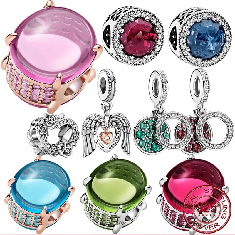

HOT 2021 New 925 Sterling Silver Beads Valentine's Day Charms Fit Original Pandora Bracelet DIY Jewelry Gift For Women