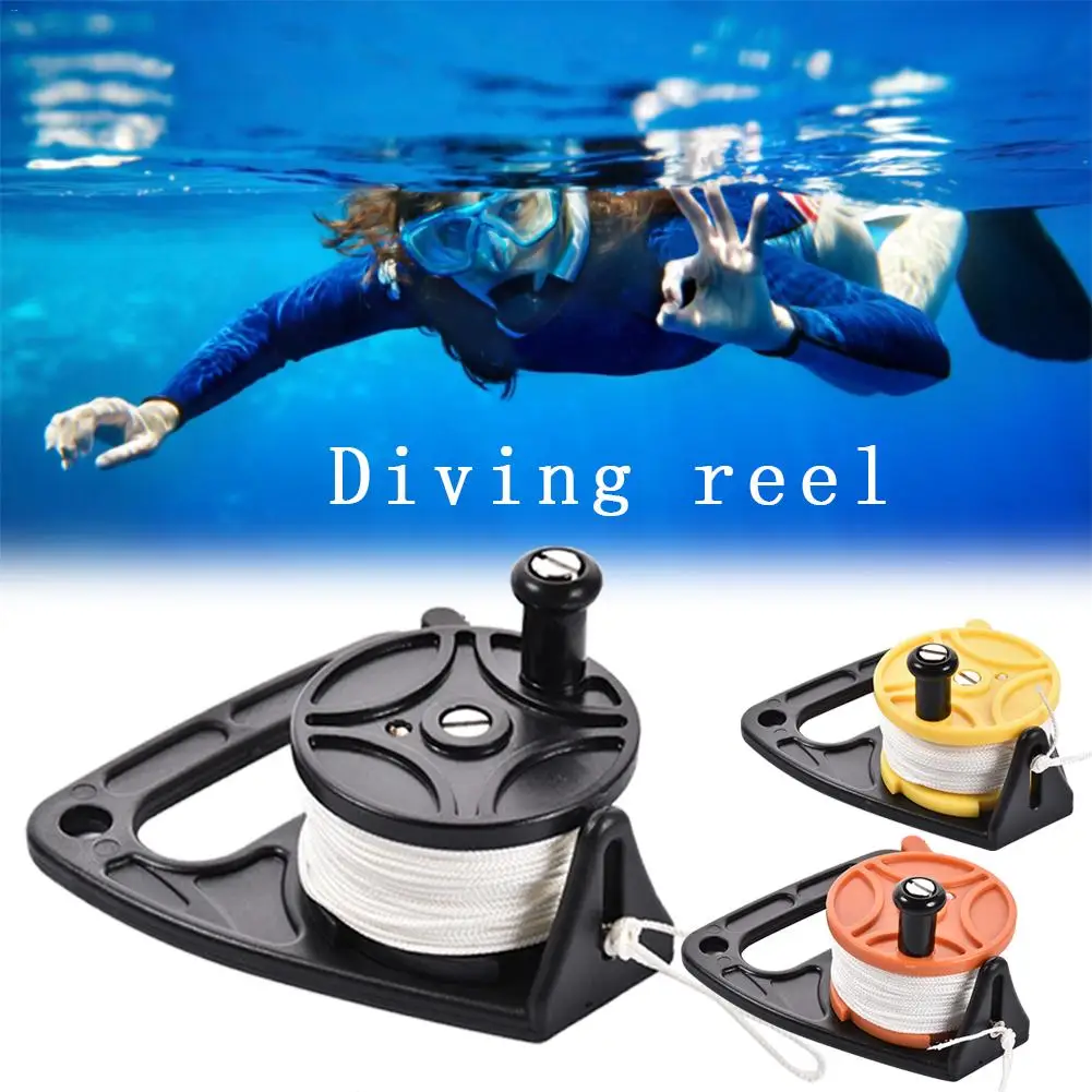 46M Scuba Diving Reel with Thumb Stopper and High Visibility White Line ...