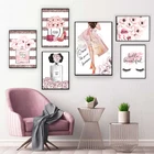 Модный розовый декоративный постер для комнаты для девушек, искусство печати на высоких каблуках, картина на стену для магазина красоты