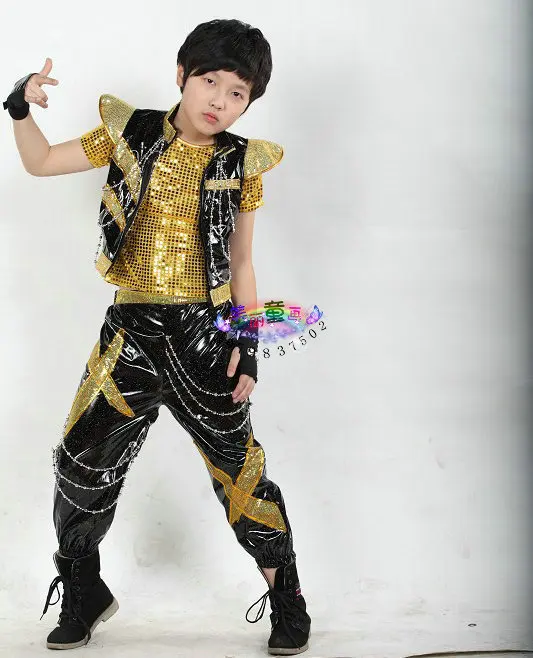 Новый стиль детский уличный танец хип хоп сценический костюм яркая кожаная