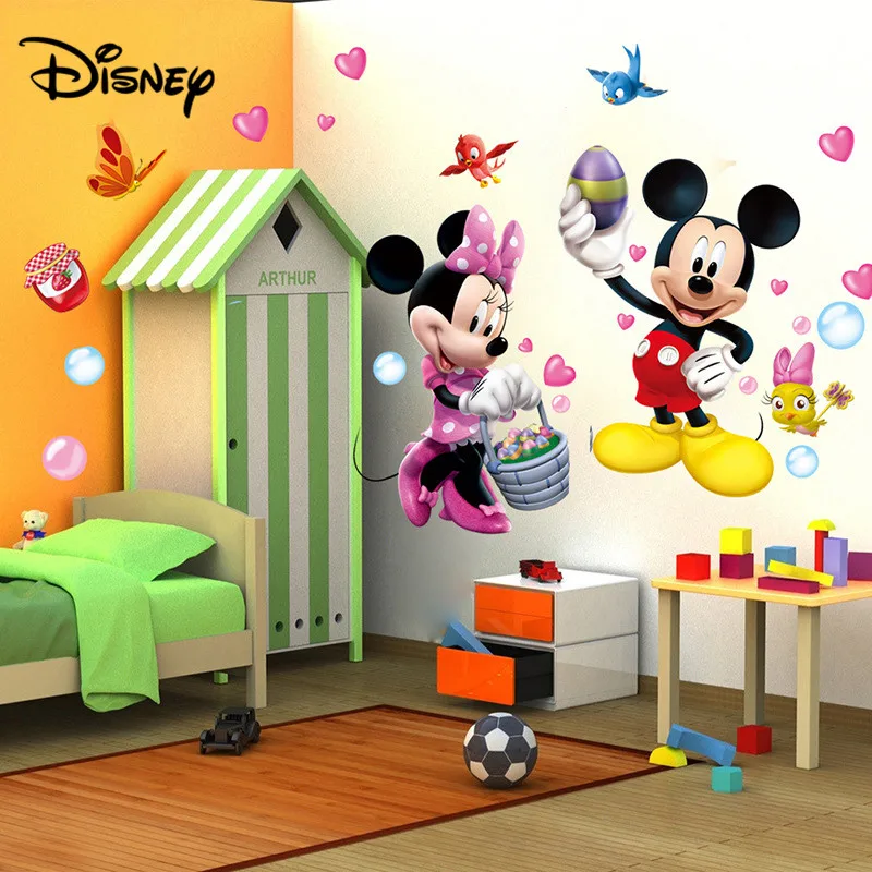 Съемные Мультяшные стикеры Disney наклейки Микки Маус для детской комнаты