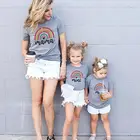 Одежда для мамы и дочери, мини-футболка с радужной мамой для мамы и ребенка, одежда для маленьких девочек, хлопковые футболки, семейный образ