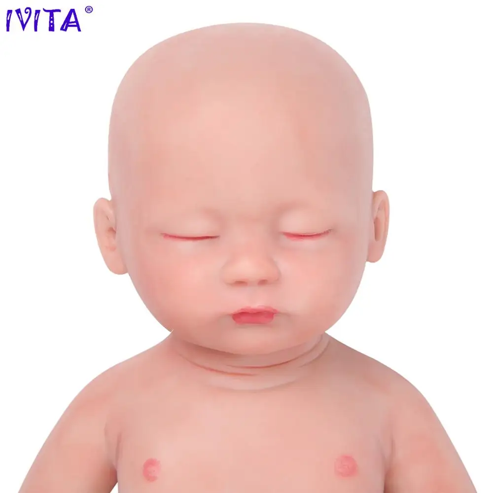 IVITA WG1509, 38 см, 1,8 кг, закрытые глаза для девочек, высокое качество, полностью закрытые силиконовые куклы для новорожденных, игрушки с одеждой