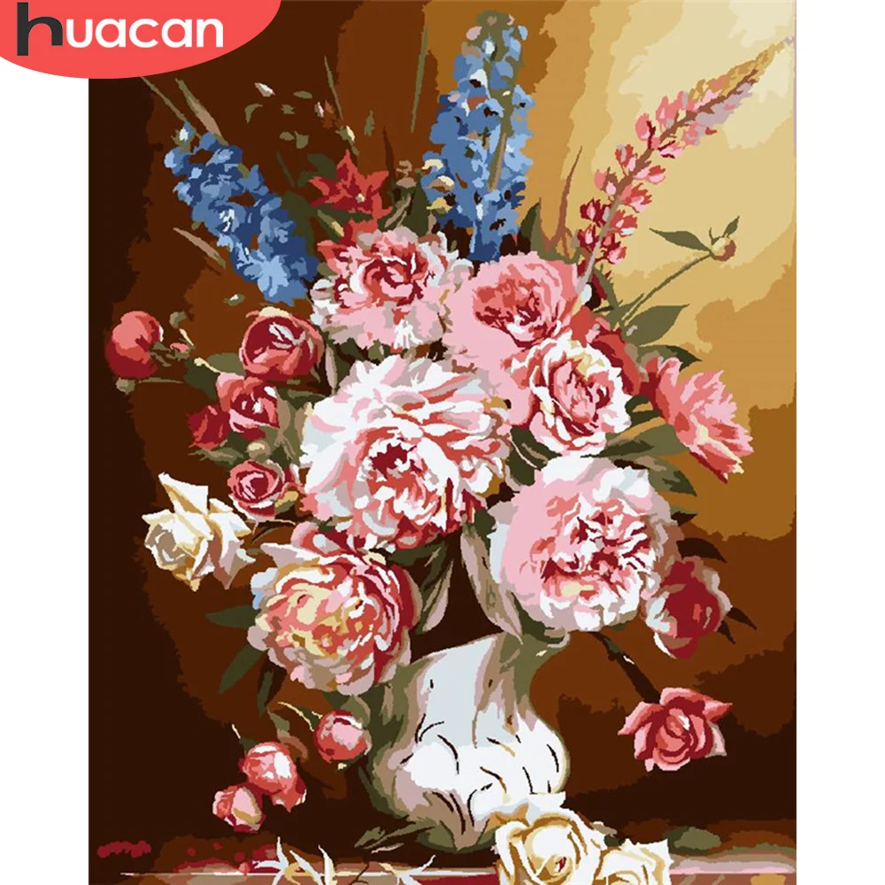 

HUACAN Paint By Number Drawing On Canvas HandPainted Painting Art Gift DIY Picture Coloring By Number Flower Kits Home Decor