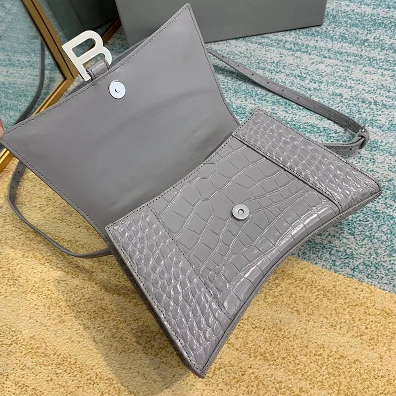 

Luxury Brand Genuine Leather Crocodile Pattern Women Hourglass Bag Fashion Shoulder Messenger Tote Retro square Bag Lady Handbag