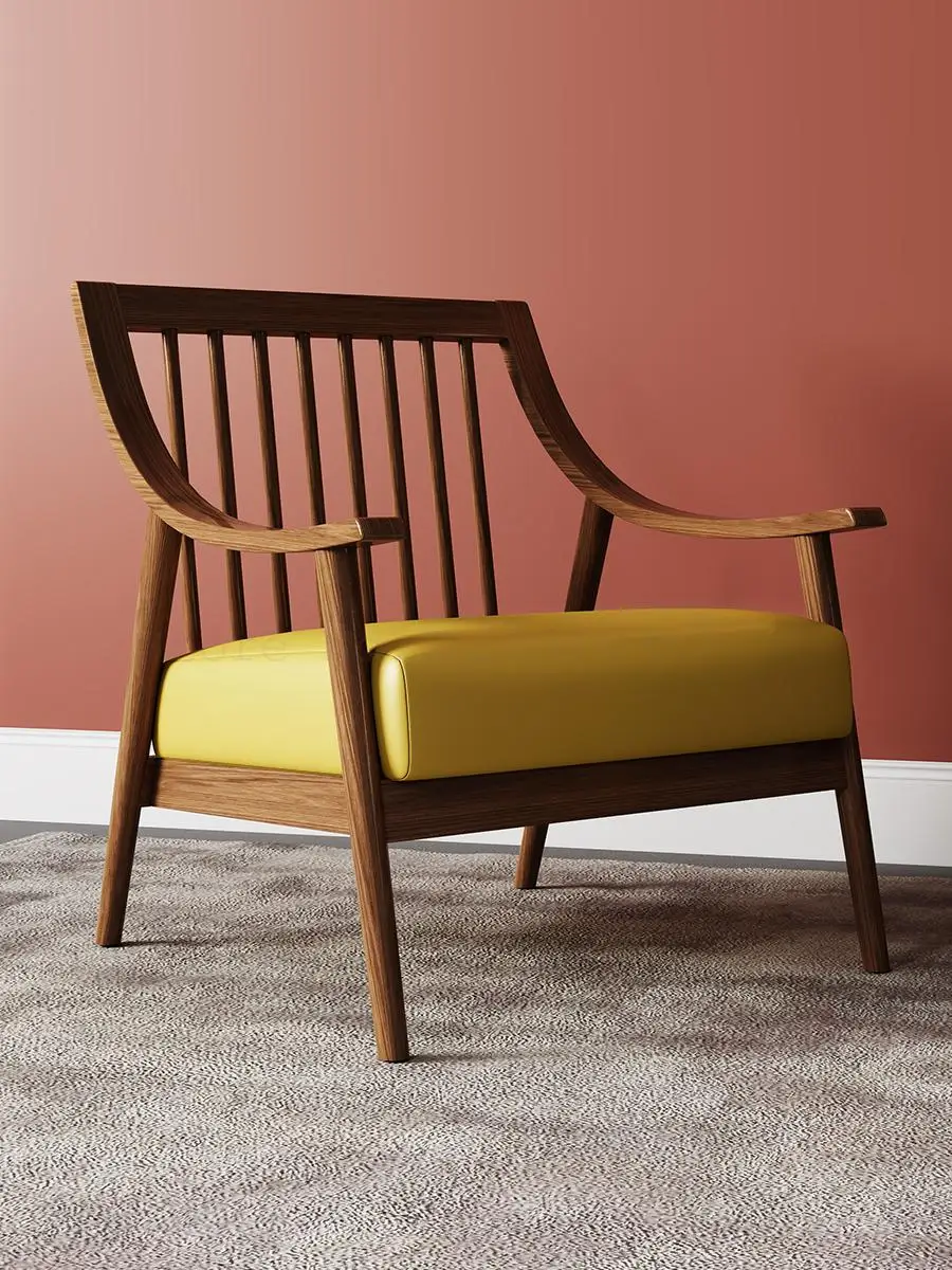 Деревянный Одноместный Диван-стул простой современный кожаный стул для отдыха