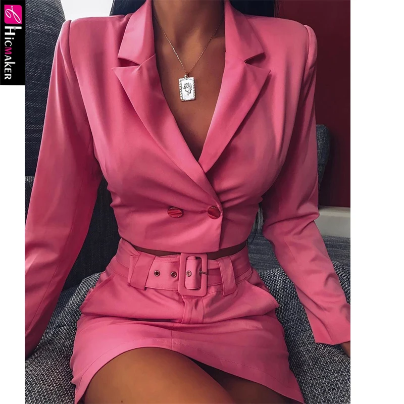 Женский комплект из двух предметов двубортный блейзер с отложным воротником и