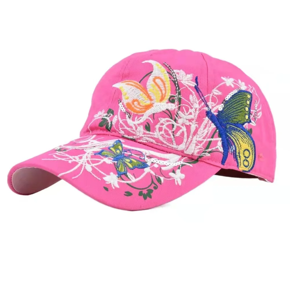 

Women Butterflies Flower Embroidery Caps New Fashion Women Girl Sun Hats Casual Snapback Caps Women Baseball Cap Winter Autumn