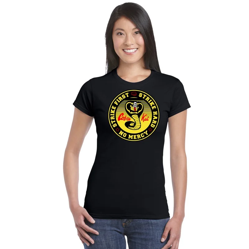 

women's Karate T-shirt Cool black mamba apparel cosplay dress Kobe Tee Bryant shirt girl Red Cobra Kai T shirt