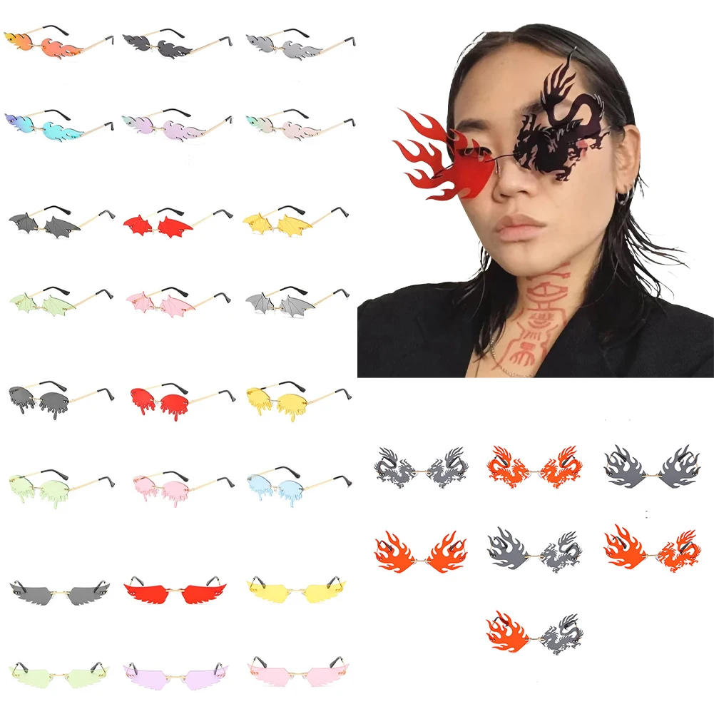Солнцезащитные очки в форме огня UV400 женские без оправы с защитой от слез