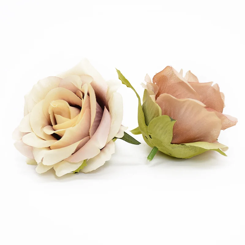 

6 Pieces Artificial rose heads Home decor Gardening Wedding decoration Retro Flower wall Christmas Brooch Holiday supplies gifts