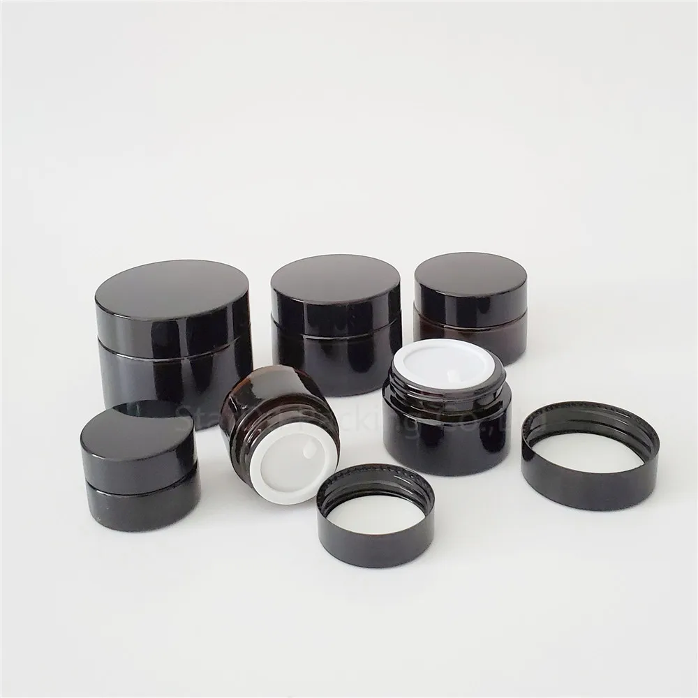 2400 шт 15 г стеклянные банки для косметики янтарные Крема Косметическая упаковка с