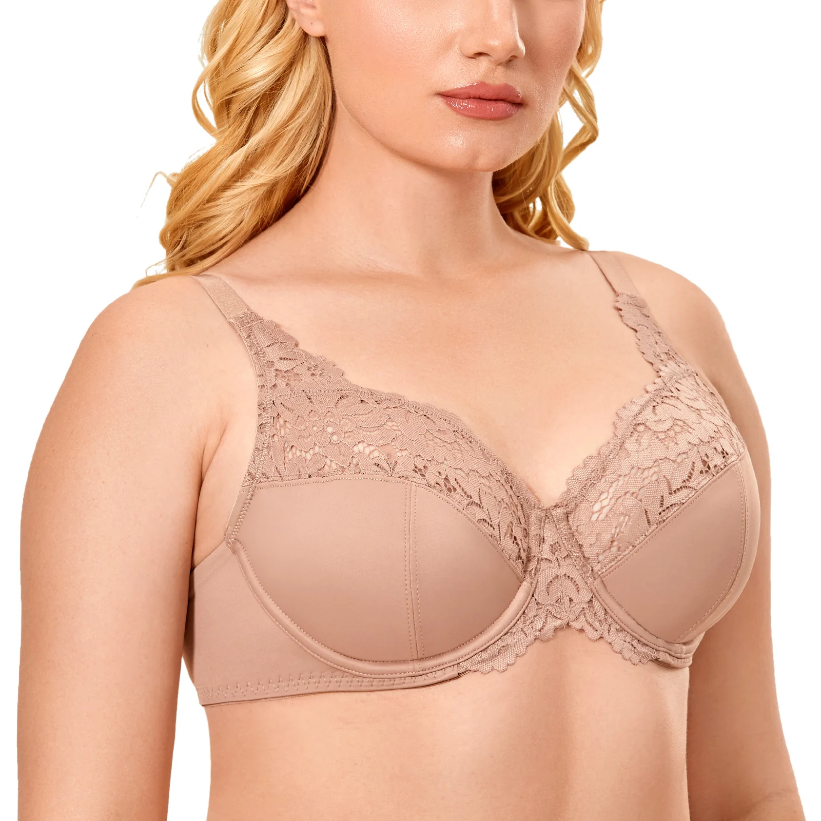 

Для женщин сексуальный размера плюс полный охват минимайзер цветочный кружевной бюстгальтер без подкладки на косточках из прозрачной сетк...