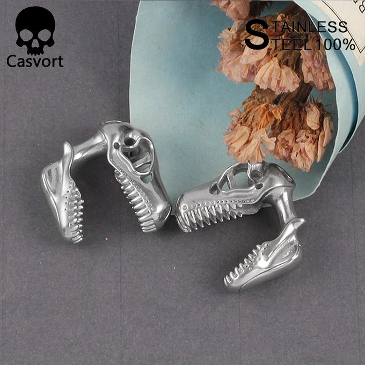 Casvort 2 шт Беруши Тоннели 316L нержавеющая сталь висячие серьги пирсинг динозавр ушные датчики ювелирные изделия с расширителем для тела