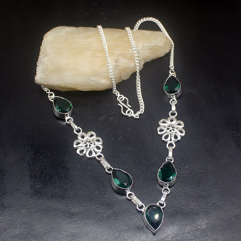 Hermosa, ювелирные изделия, удивительное Новое поступление, блестящий GreenTopaz, серебряный цвет, женские подарки, кулон, ожерелье, цепочка 50 см 20213483