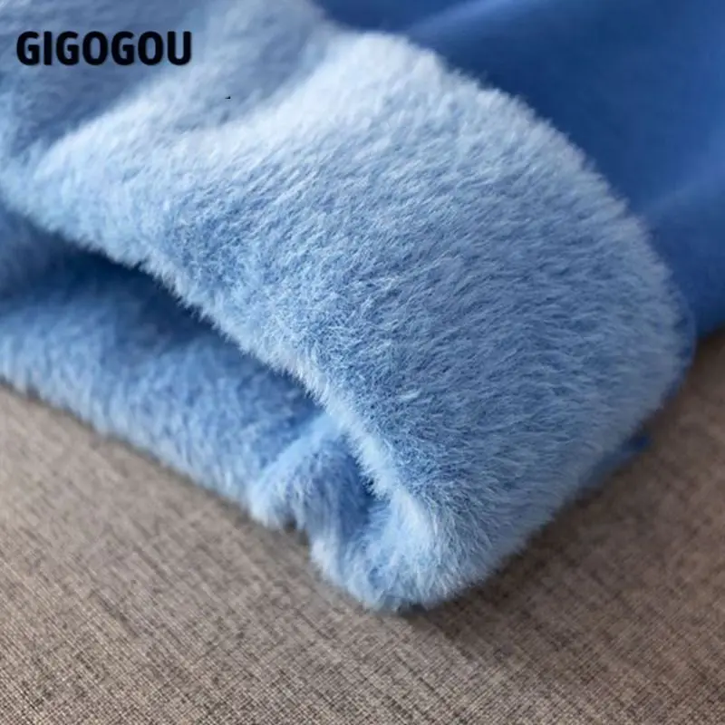 GIGOGOU/зимние теплые женские свитера с высоким воротником однотонный пуловер