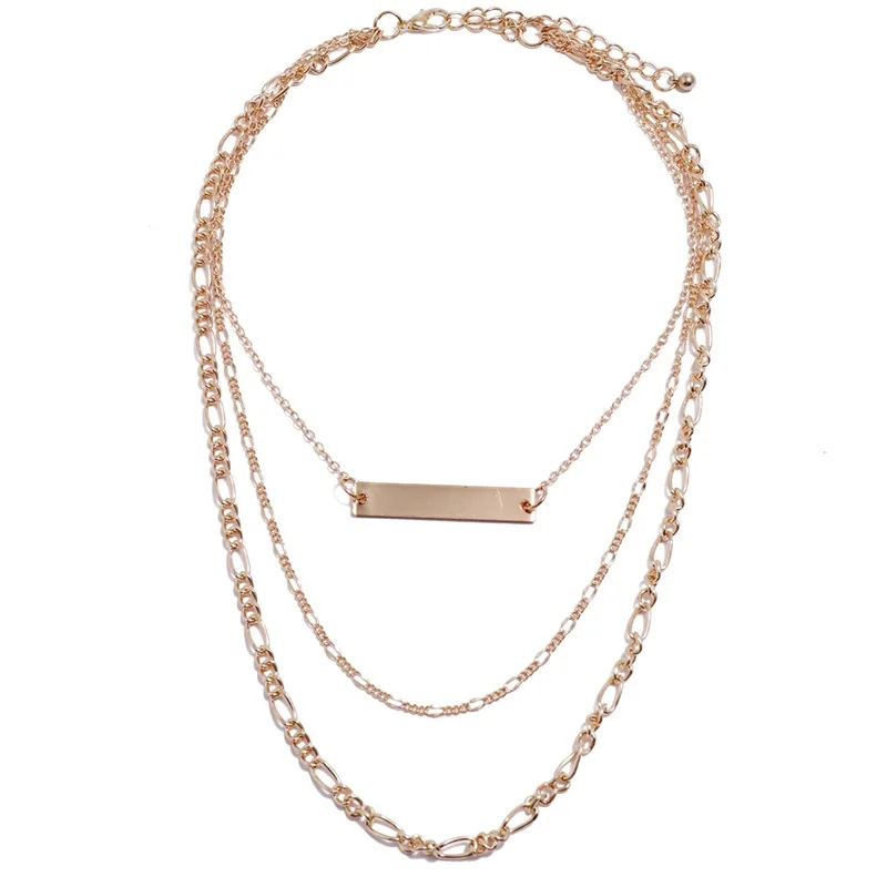 Комплект женских ожерелий 3 шт./компл. модная металлическая прямоугольная