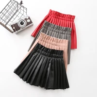 girls skirts new childrens clothing kids pleated skirt for 3 7y casual solid pu leather baby girl skirts