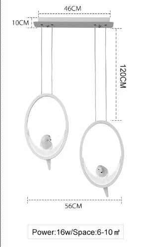 2 heads length 560mm Современные светодиодные подвесные люстры для столовой, кухни, бара, магазина белого/черного цвета, подвесные светильники принадлежности с птицей - Цвет корпуса: 2 heads length 560mm