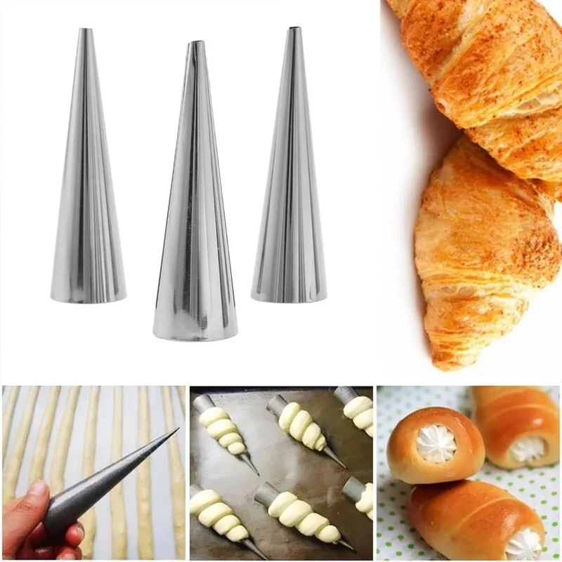 

3/6Pcs Cone Roll Moulds Conical Tube Spiral Croissants Molds Cream Horn Mould Pastry Mold Cookie Dessert Kitchen Baking Tool