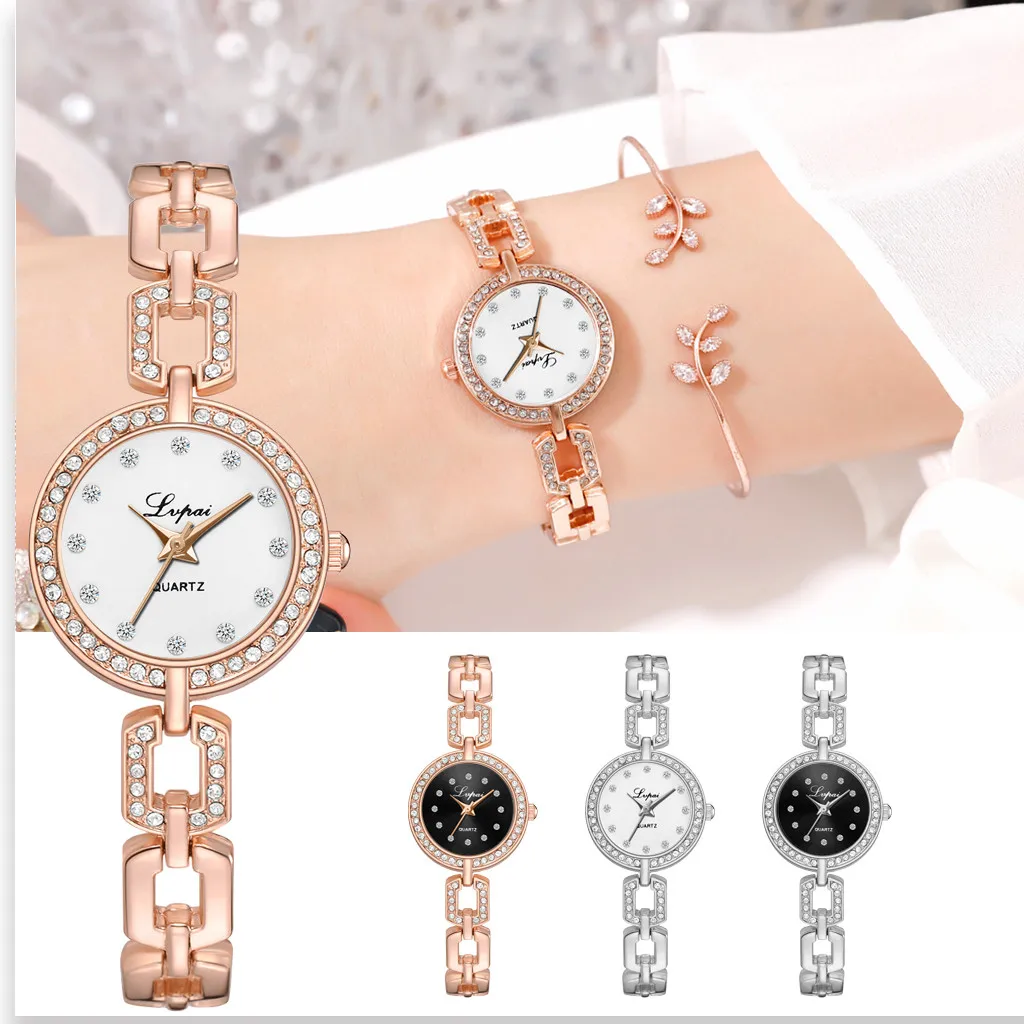 

Fashion Small And Exquisite Quartz Watch Alloy Strap Ladies Bracelet Watch Set Women Simple Casual Wristwatch relogio feminino