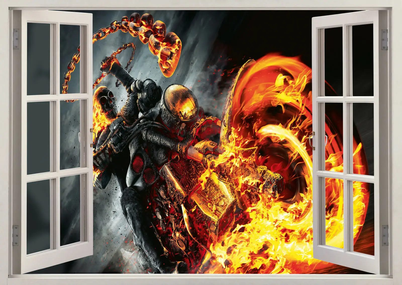 Призрак водитель байкер демон Череп Пламени искусство Окна Пленки большой