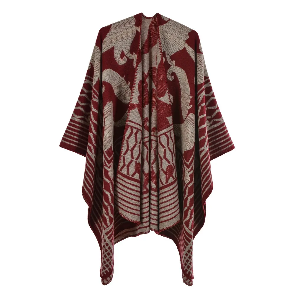 

Women 2021 New Flower Artificial Cashmere Scarf Ponchos Ladies Winter Warm Shawls And Capes Thicken Pashmina Large Echarpes