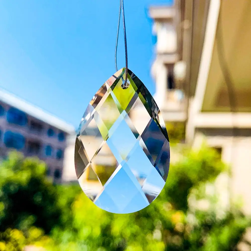 

2/5pcs Acrylic Teardrop 38mm Garland Hanging Crystal Prism DIY Pendant Chandelier Jewelry Suncatcher Spacer Faceted Centerpiece