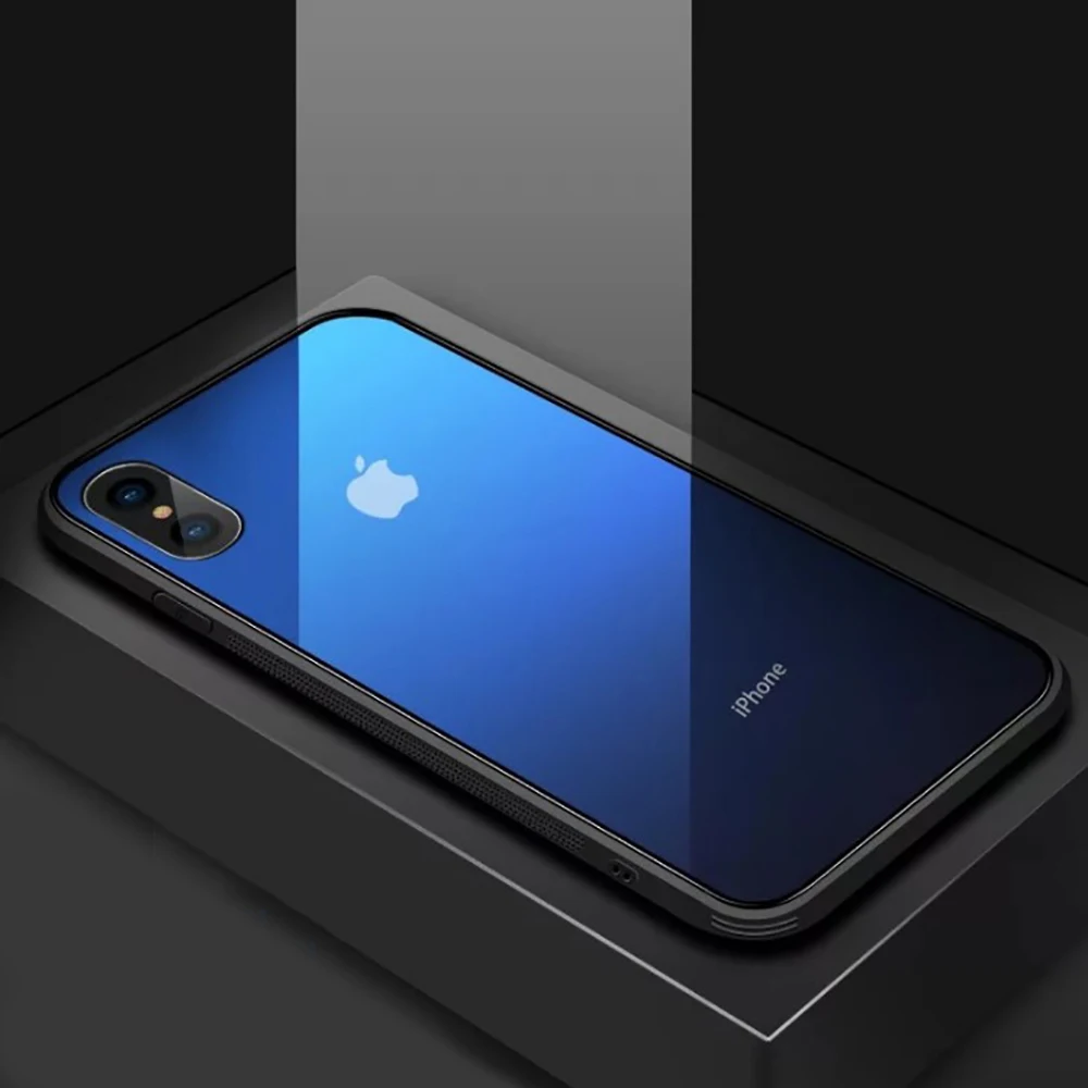 Роскошный градиентный стеклянный чехол Aurora для iPhone 11 pro X XS XR Max 6 6S 7 8 Plus Модный
