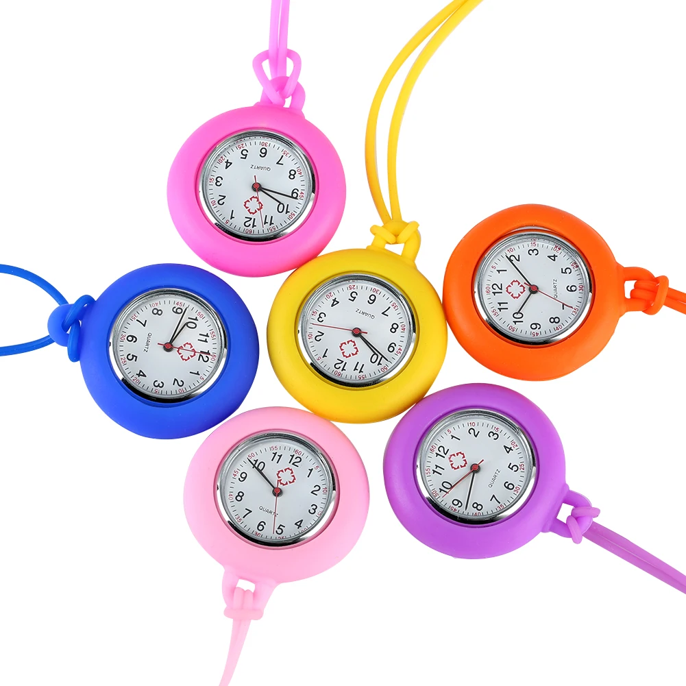 

Fashion Silicone Nurse Watch Lanyard Fob Pocket Watches Arabic Numerals Dial Pendant Clock Ladies Women Doctor Reloj De Bolsillo