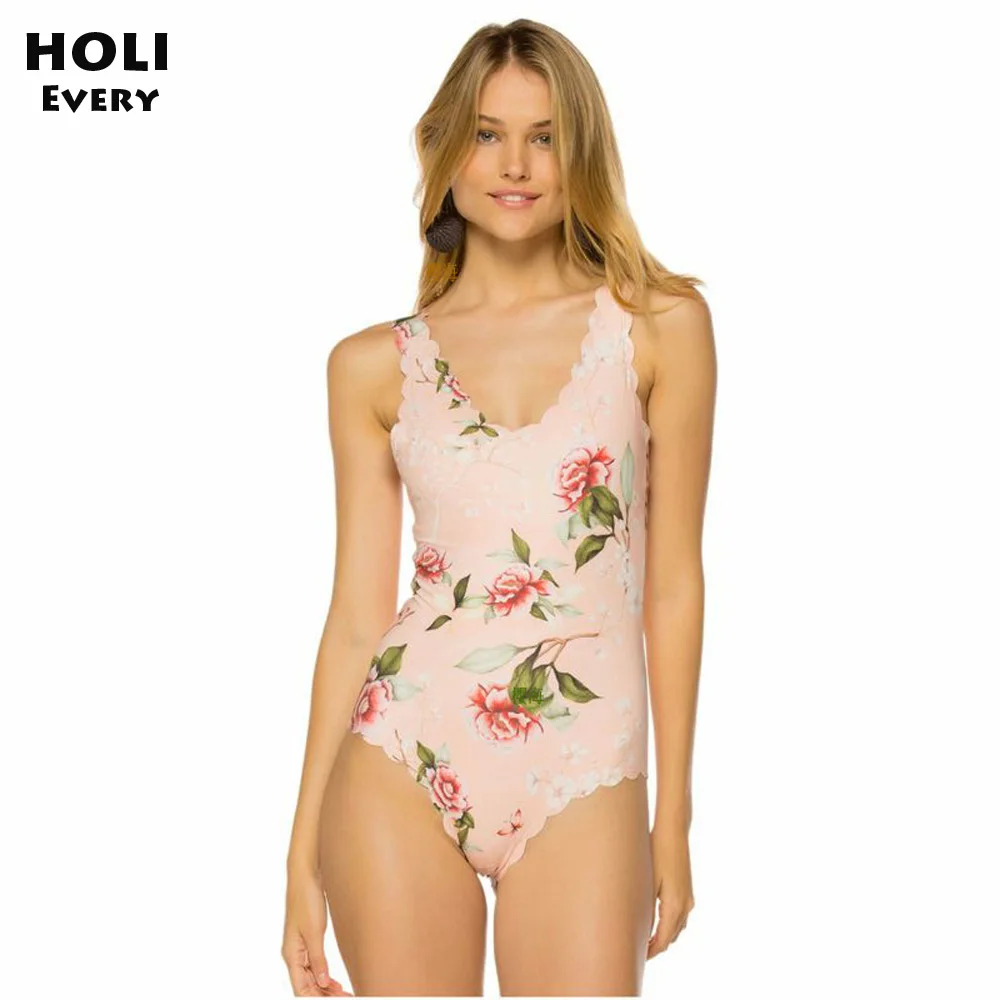 Желтый слитный купальник для женщин-подростков 2019 женский с цветочным рисунком