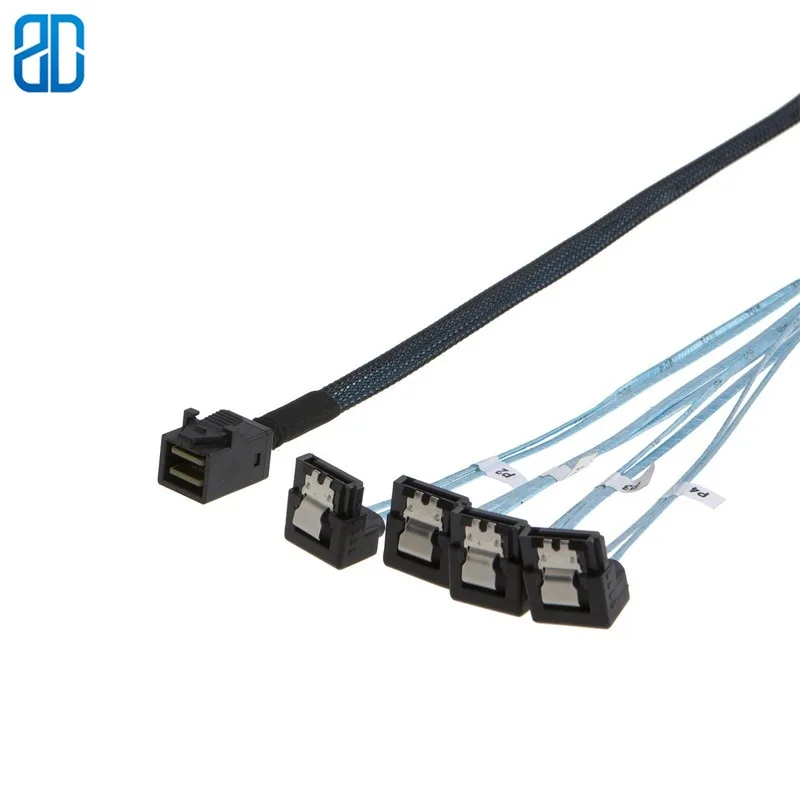 Внутренний HD Mini SAS (SFF 8643 хост) 4X SATA (целевой) Угловой кабель SFF для контроллера 4 Sata