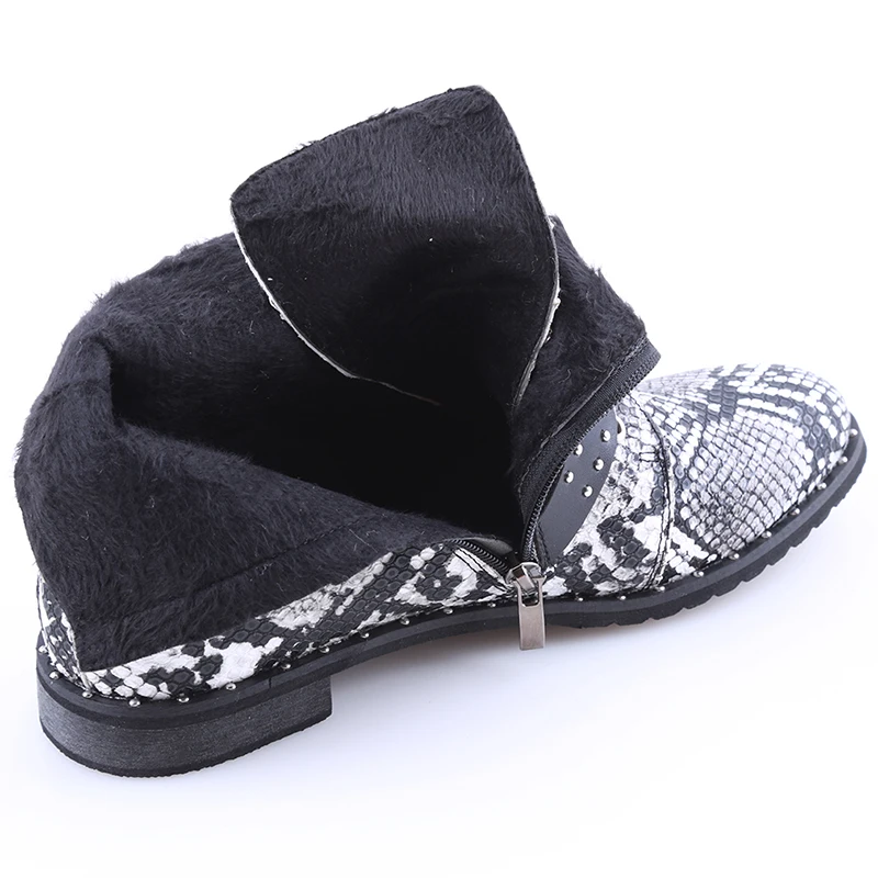 Модные женские ботильоны с шипами зимние ботинки из искусственной кожи высоким