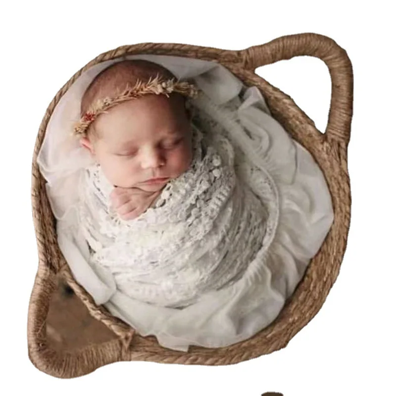 Реквизит для фотосъемки новорожденных ручная Плетеная соломенная корзина для детской фотосъемки рамка для хранения позы для студийной фот... от AliExpress WW