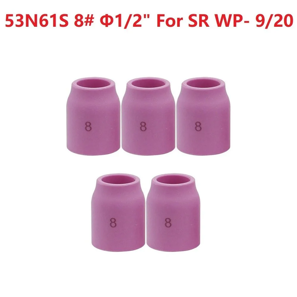 5pcs Ceramic Gas Lens Cup 53N61S #8 1/2\ TIG Welding Torch WP-9/20 WP-17/18/26 WP-9/20/25/17/18/26