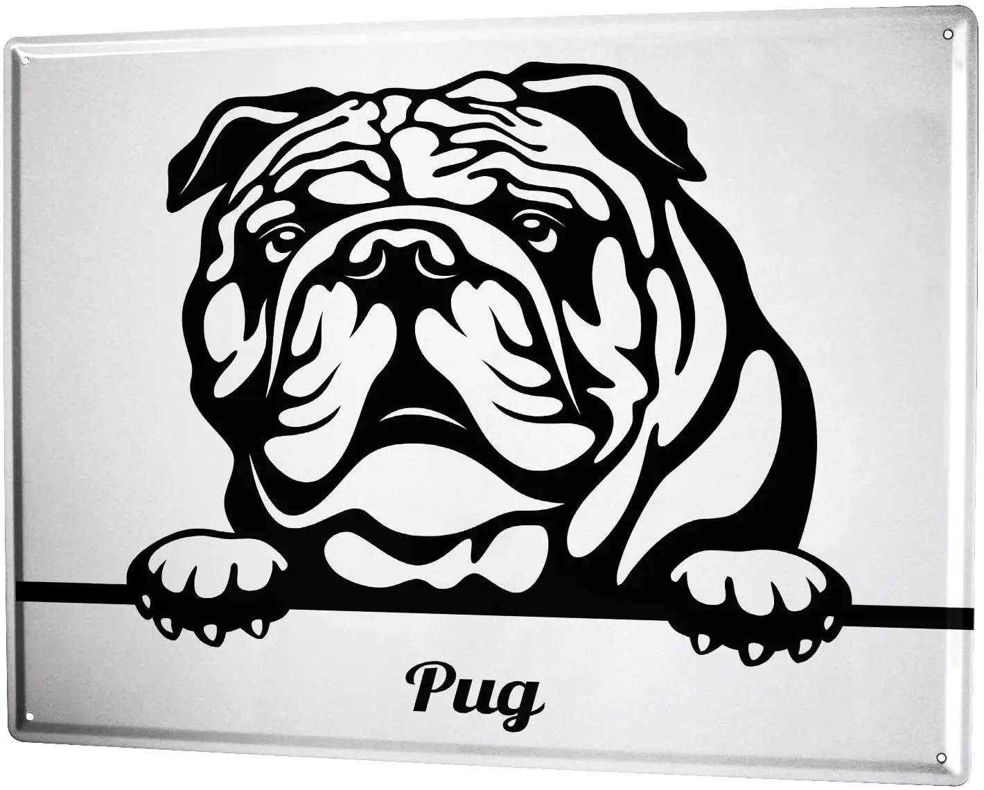 

SINCE 2004 tin Plate Dogs Breed Pug Drawing